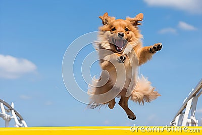 A happy dog â€‹â€‹is running Stock Photo